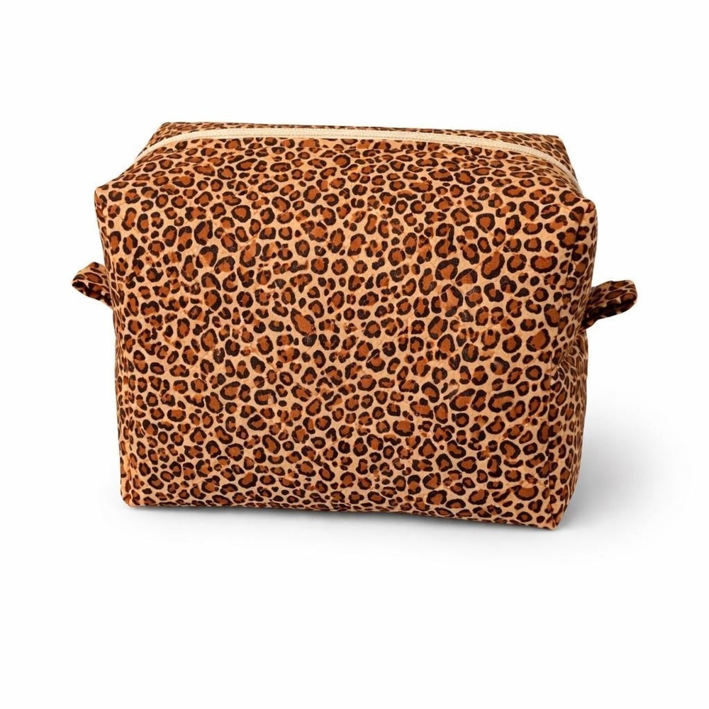 Leopard Print Makeup Bag, Quilted Cosmetic Bag, Handmade Toiletry Bag